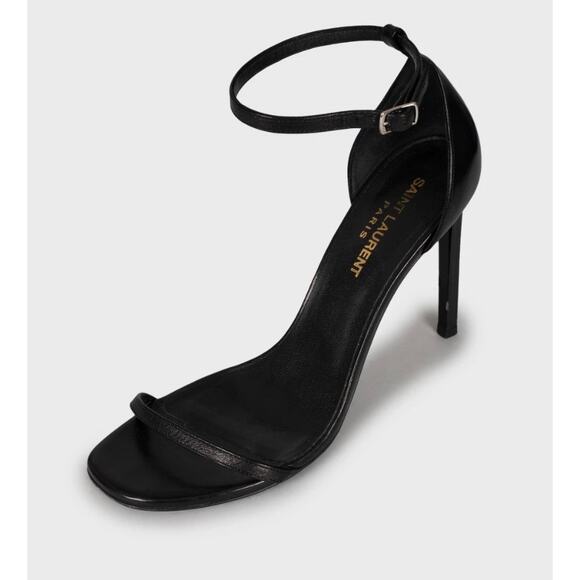 Saint Laurent Black Leather Stiletto Heels Size 37.5 - Picture 3 of 5